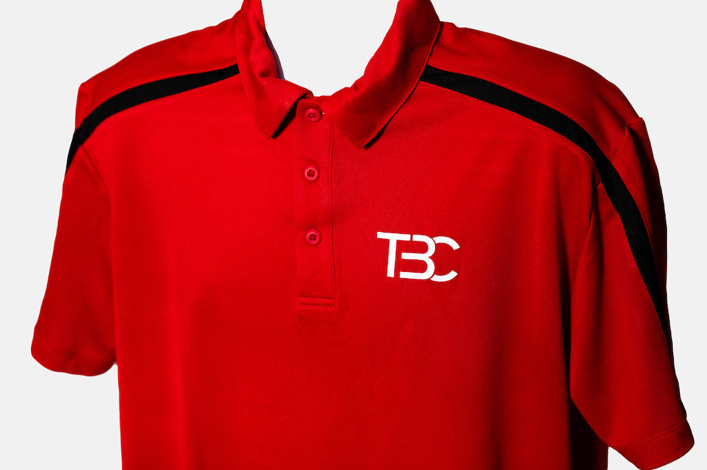 TBC-6 Breathable Men's Silk Touch Performance Stripe Polo Shirt (Red/Black Stripe)