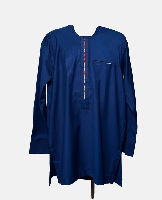 Tarkwa Shaded-Blue Long-Sleeve Collard African Senator