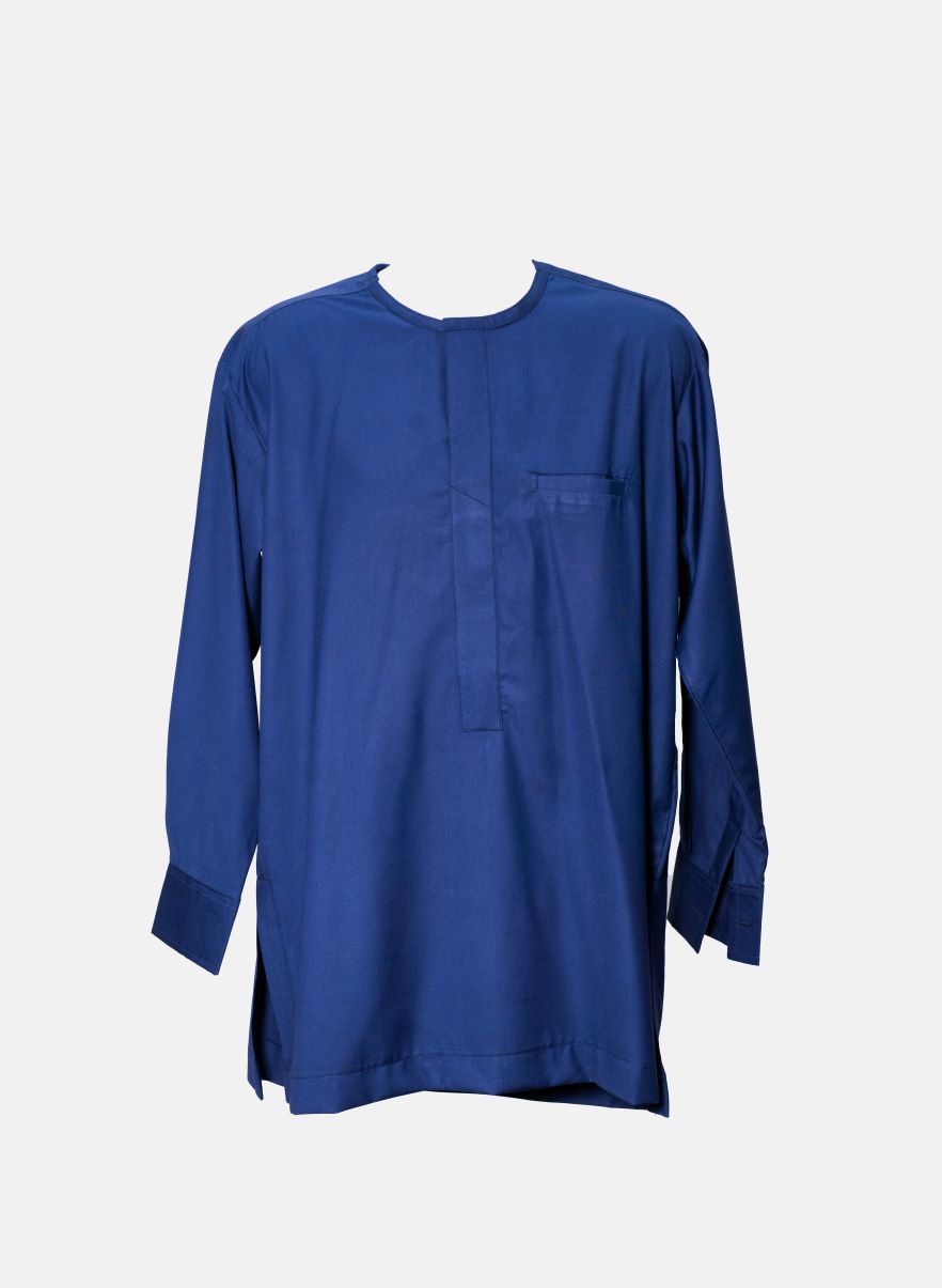 TBC Shaded Blu Plain Long Sleeve Afican Senator